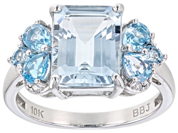 Picture of Pre-Owned Aquamarine Rhodium Over 10k White Gold Ring 3.31ctw