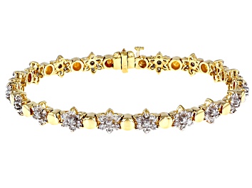 Picture of Pre-Owned White Diamond 14k Yellow Gold Tennis Bracelet 3.00ctw