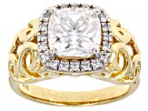 Pre-Owned Moissanite 14k Yellow Gold Over Silver Ring 2.60ctw DEW