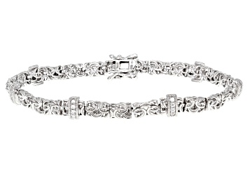 Picture of Pre-Owned White Cubic Zirconia Rhodium Over Sterling Silver Byzantine Bracelet 0.46ctw