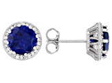 Pre-Owned Lab Created Blue Spinel And White Cubic Zirconia Rhodium Over Sterling Silver Jewelry Set