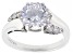 Pre-Owned Dillenium Cut White Cubic Zirconia Rhodium Over Sterling Silver Ring 4.97ctw