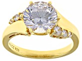 Pre-Owned Dillenium Cut White Cubic Zirconia 18k Yellow Gold Over Sterling Silver Ring
