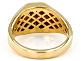 Pre-Owned Champagne Diamond 18k Yellow Gold Over Sterling Silver Mens Cross Ring 0.15ctw