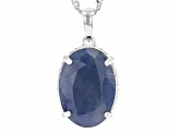 Pre-Owned Blue Sapphire Rhodium Over Sterling Silver Solitaire Pendant With Chain 10.63ct