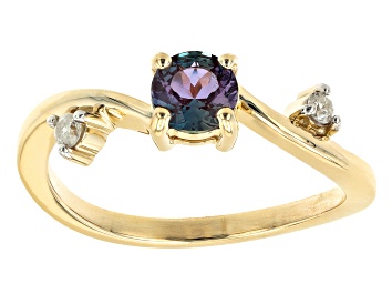 Picture of Pre-Owned Lab Created Alexandrite 10K Yellow Gold Ring 0.54ctw