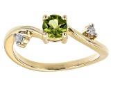 Pre-Owned Green Peridot 10K Yellow Gold Ring 0.57ctw
