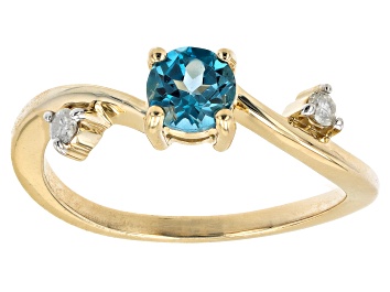 Picture of Pre-Owned Swiss Blue Topaz 10K Yellow Gold Ring