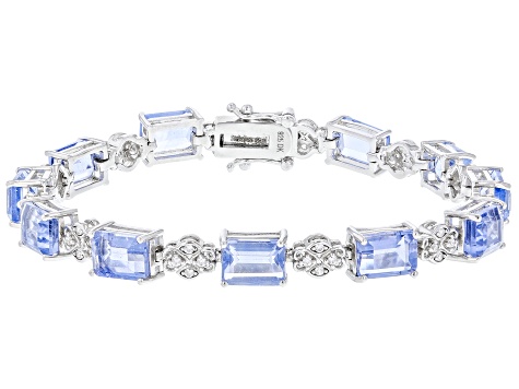 Pre-Owned Blue Color Shift Fluorite Rhodium Over Sterling Silver Bracelet 20.83ctw