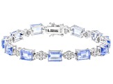 Pre-Owned Blue Color Shift Fluorite Rhodium Over Sterling Silver Bracelet 20.83ctw