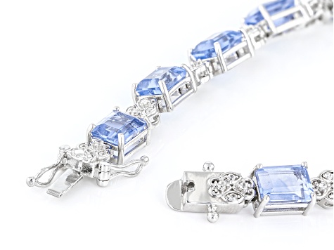 Pre-Owned Blue Color Shift Fluorite Rhodium Over Sterling Silver Bracelet 20.83ctw