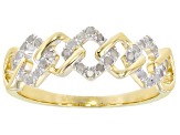 Pre-Owned White Diamond 14k Yellow Gold Over Sterling Silver Link Band Ring 0.20ctw