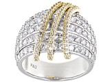 Pre-Owned White Cubic Zirconia Rhodium And 18k Yellow Gold Over Sterling Silver Ring 4.12ctw