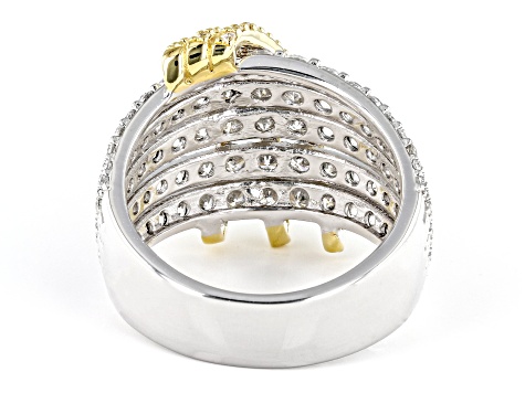 Pre-Owned White Cubic Zirconia Rhodium And 18k Yellow Gold Over Sterling Silver Ring 4.12ctw