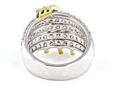 Pre-Owned White Cubic Zirconia Rhodium And 18k Yellow Gold Over Sterling Silver Ring 4.12ctw