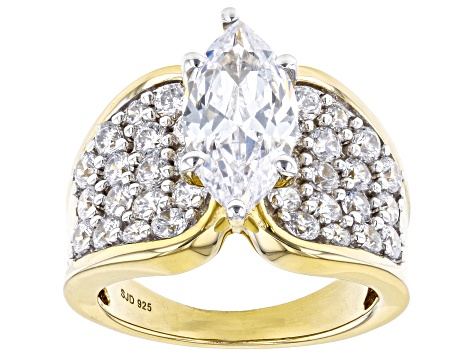 Pre-Owned White Cubic Zirconia 18k Yellow Gold Over Sterling Silver ...