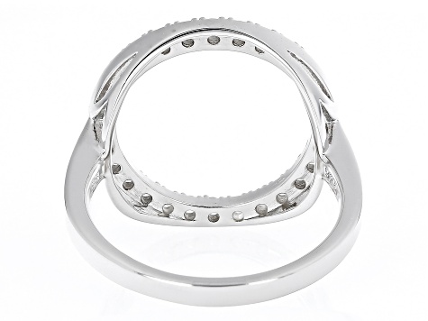 Pre-Owned White Zircon Rhodium Over Sterling Silver Circle Ring .50ctw