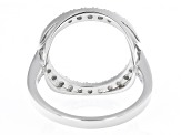 Pre-Owned White Zircon Rhodium Over Sterling Silver Circle Ring .50ctw