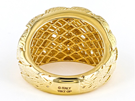 Pre-Owned 18K Yellow Gold Over Bronze Dome Woven Ring