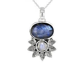 Pre-Owned Blue Labradorite Sterling Silver Pendant With Chain