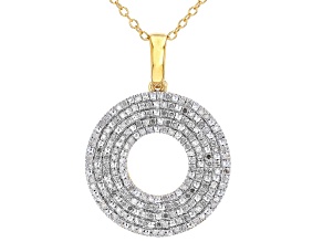 Pre-Owned White Diamond 14k Yellow Gold Over Sterling Silver Circle Pendant With 20" Cable Chain 0.3