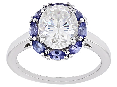 Pre-Owned Fabulite Strontium Titanate and tanzanite rhodium over sterling silver ring 3.81ctw
