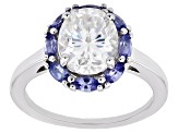 Pre-Owned Fabulite Strontium Titanate and tanzanite rhodium over sterling silver ring 3.81ctw