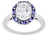 Pre-Owned Fabulite Strontium Titanate and tanzanite rhodium over sterling silver ring 3.81ctw