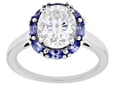 Pre-Owned Strontium Titanate and tanzanite rhodium over sterling silver ring 3.81ctw