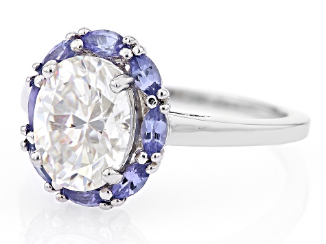 Pre-Owned Fabulite Strontium Titanate and tanzanite rhodium over sterling silver ring 3.81ctw