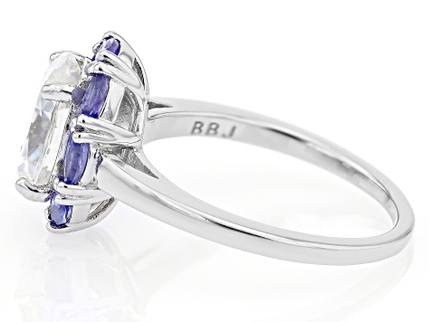 Pre-Owned Fabulite Strontium Titanate and tanzanite rhodium over sterling silver ring 3.81ctw