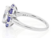 Pre-Owned Strontium Titanate and tanzanite rhodium over sterling silver ring 3.81ctw