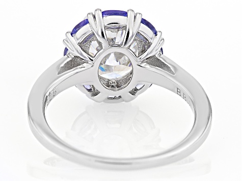 Pre-Owned Strontium Titanate and tanzanite rhodium over sterling silver ring 3.81ctw