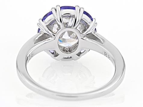 Pre-Owned Fabulite Strontium Titanate and tanzanite rhodium over sterling silver ring 3.81ctw