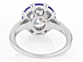 Pre-Owned Strontium Titanate and tanzanite rhodium over sterling silver ring 3.81ctw