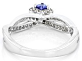 Pre-Owned Blue Tanzanite Rhodium With Sterling Silver Ring 0.49ctw