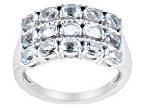 Pre-Owned Blue Aquamarine Rhodium Over Sterling Silver Ring 1.91ctw