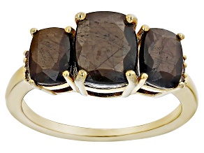 Pre-Owned Golden Sheen Sapphire 18k Yellow Gold Over Sterling Silver Ring 4.80ctw