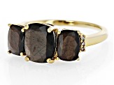 Pre-Owned Golden Sheen Sapphire 18k Yellow Gold Over Sterling Silver Ring 4.80ctw