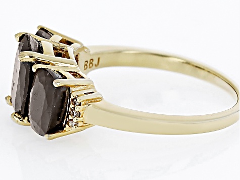 Pre-Owned Golden Sheen Sapphire 18k Yellow Gold Over Sterling Silver Ring 4.80ctw