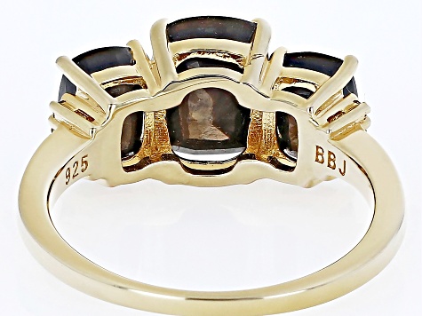 Pre-Owned Golden Sheen Sapphire 18k Yellow Gold Over Sterling Silver Ring 4.80ctw