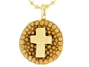 Pre-Owned 18k Yellow Gold Over Bronze Mustard Seed Anniversary Pendant With Chain