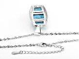 Pre-Owned Blue Turquoise Rhodium Over Sterling Silver Inlay Pendant with Chain