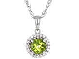 Pre-Owned Green Peridot Rhodium Over Silver Pendant With Chain 1.50ctw