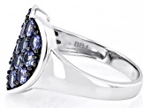Pre-Owned Blue Tanzanite Rhodium Over Sterling Silver Heart Ring 1.53ctw