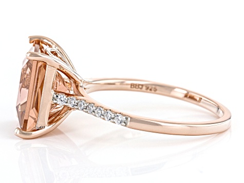 Pre-Owned Cor-De-Rosa Morganite (TM)Simulant and White Cubic Zirconia 18k Rose Gold Over Silver Ring