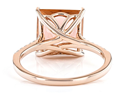 Pre-Owned Cor-De-Rosa Morganite (TM)Simulant and White Cubic Zirconia 18k Rose Gold Over Silver Ring