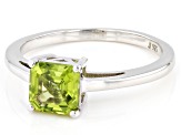 Pre-Owned Green Peridot Rhodium Over Sterling Silver Ring 1.03ct