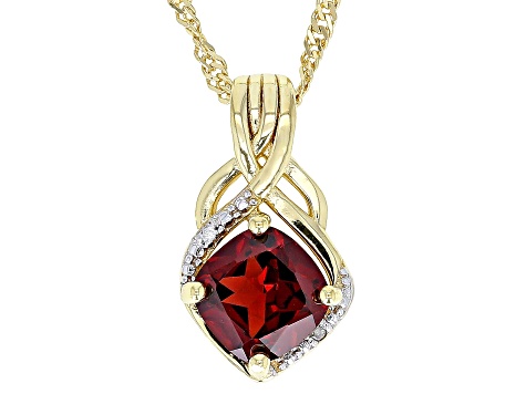 Pre-Owned Red Garnet 14k Yellow Gold Over Sterling Silver