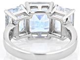 Pre-Owned Multi Color Topaz Rhodium Over Sterling Silver 3-Stone Ring 6.88ctw